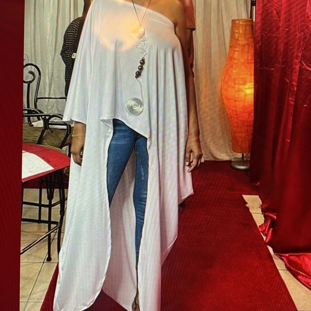One-Shoulder Asymmetric High-Low Tunic Top in White